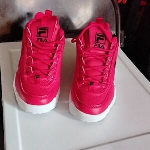 Fila Disruptor Red/White Life Style Sneakers -Boys Size 5.5